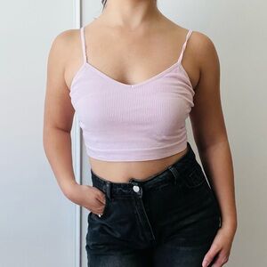 Women's Pink Ribbed Crop Top bralette